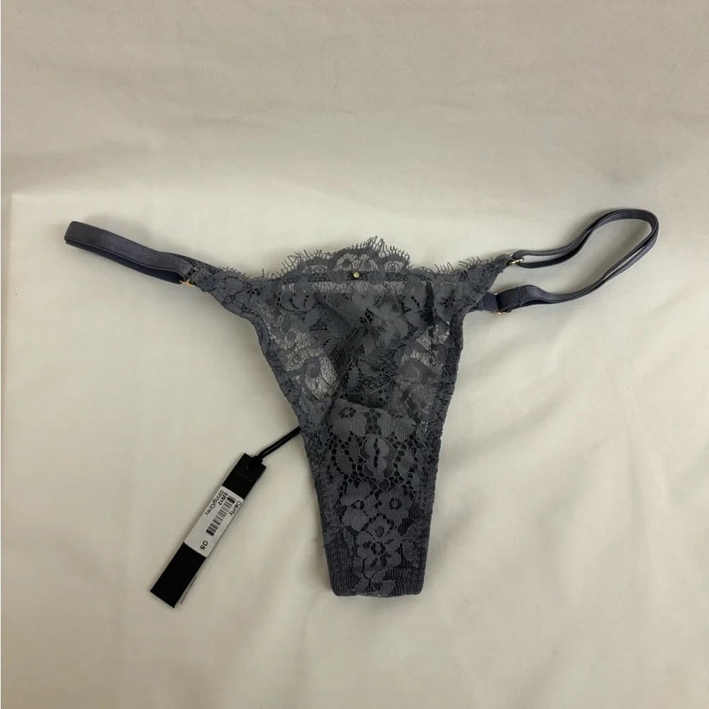 Gooseberry intimates thong lace one size small-xl emerald and grey new - Picture 12 of 13